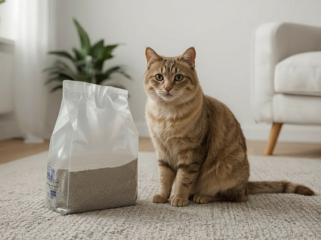 Gato en casa esperando su arena